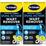 Dr. Scholl's Dual Action Freeze Away Wart Remover, Freeze Therapy + Fast-Acting Liquid, 8 Treatments - 2 Pack