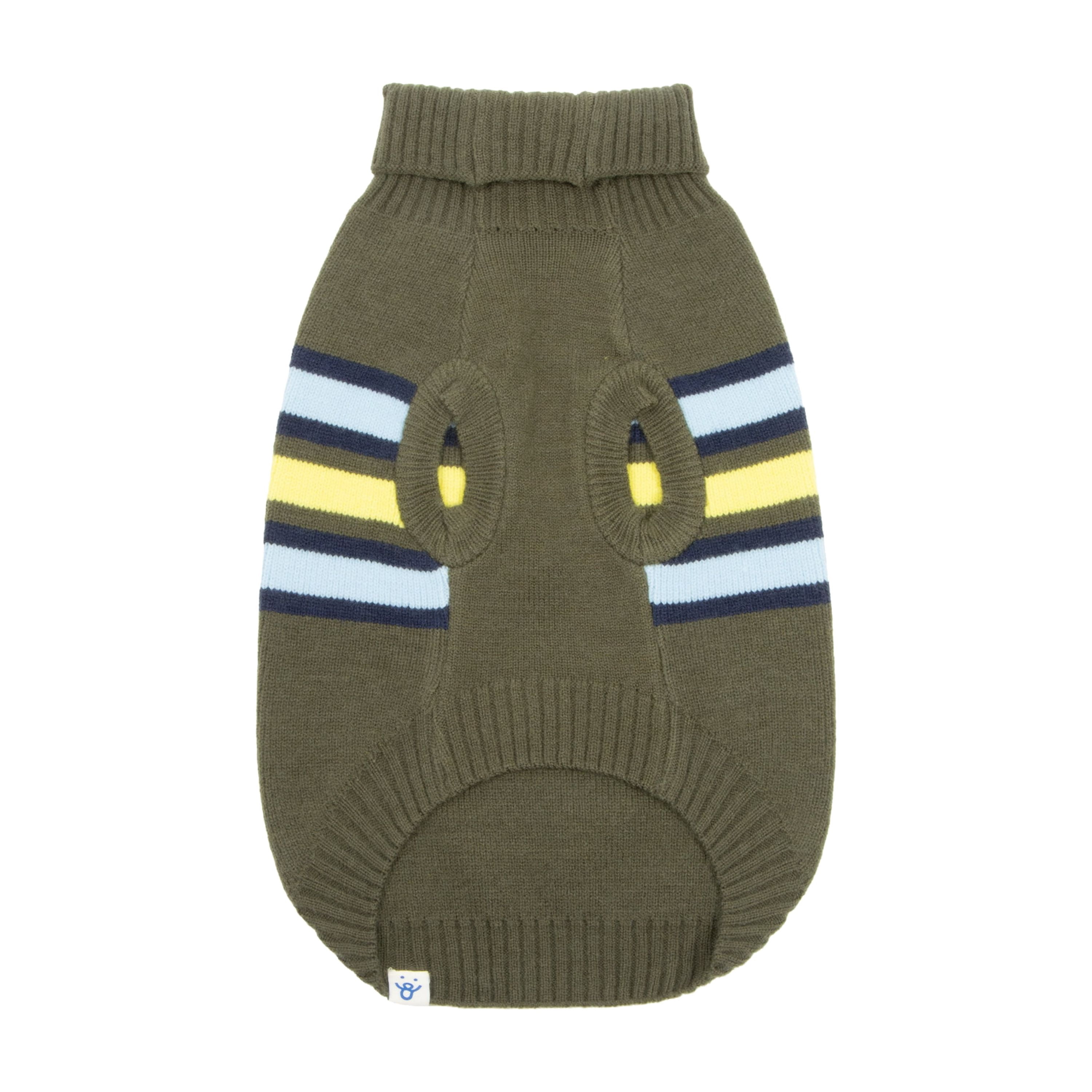 Oodles Striped Fall Turtleneck Dog Sweater, Green XL