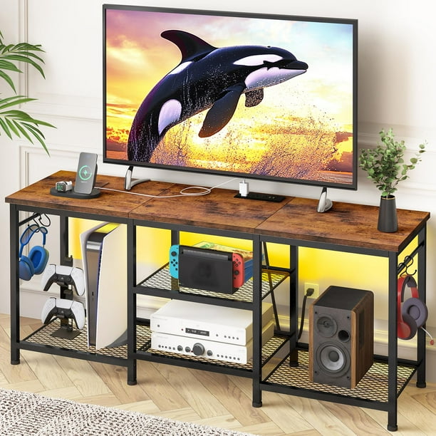 Mueble de TV GEOMER de 120 x 30 x 55 cm para televisores de 55 pulgadas