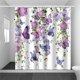 thumbnail image 2 of Cortina de ducha con estampado floral de mariposas moradas y rosas, 180 x 180 cm, 2 of 3
