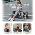 thumbnail image 5 of Women's Large Tote Bag with Zipper - 20L Zebra Stripes Travel Beach Weekender Duffle Bag Foldable Teacher Nurse Handbag for Work, Gym Shoulder Bag - Fits 15.6" Laptop, Folds Into Pouch, 5 of 5