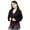 Black, variant on Womens Plus Size Button Closed Cropped Stretch Denim Jacket Ladies Oversize Coat