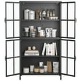 thumbnail image 3 of 63" H Storage Pantry Buffet Cabinet Premium Black Metal Accent Chest with Tempered Glass Doors Adjustable Shelves Anti-Tipping Device for Living Room Bedroom Kitchen Office, 3 of 7