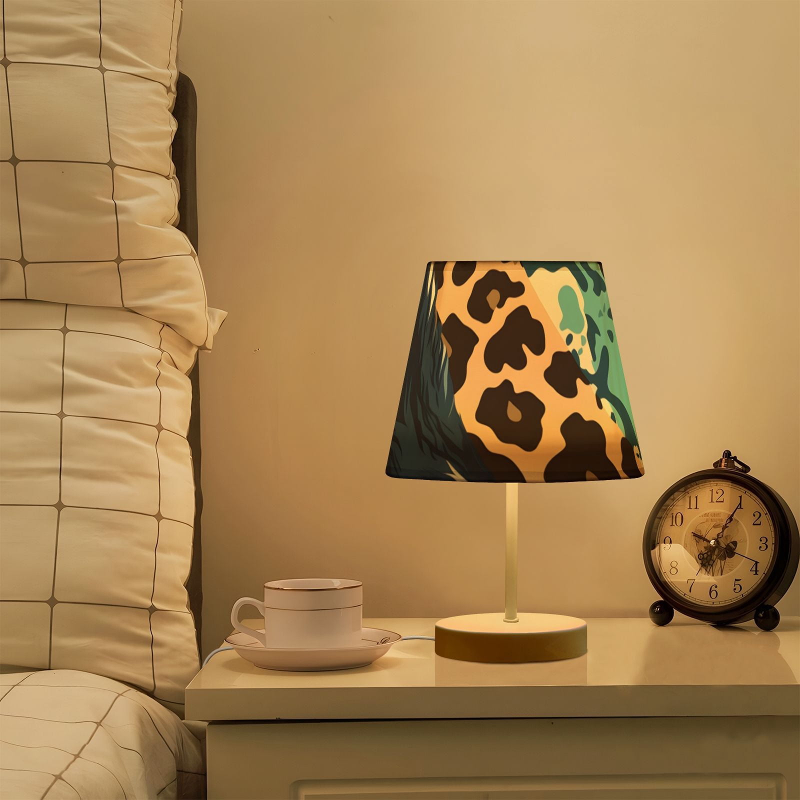 Cheetah Leopard Skin Desk Lamp 3 Color Modes LED Table Lamp Nightstand Reading Light for Bedroom Living Room