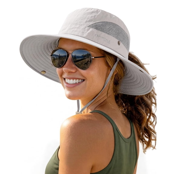 FURTALK Summer Womens Sun Hat with Ponytail Hole Beach Hiking Wide Brim UPF 80  Outdoor Protection Foldable Bucket Hat