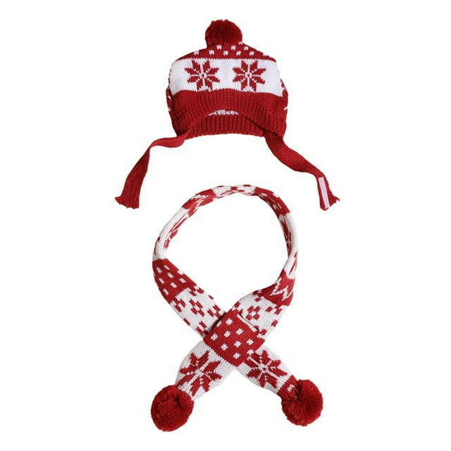 Winter Knitted Hat and Scarf Set for Dogs Cozy Pet Accessory Cap with Matching Neck Warmer