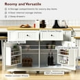 thumbnail image 3 of 48inch Large Kitchen Island with 2 Bar Stools, Power Outlet, Door Internal Storage Rack, Kitchen Storage Cart on 5 Wheels with Drop Leaf, 5 Open Side Racks, 2 Drawers,for Kitchen,Dining Room,White, 3 of 9