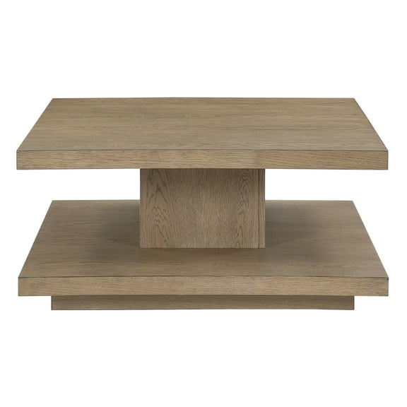 Steve Silver Canyon Modern Square Coffee Table with Built-in Shelf and Casters, Weathered Sand