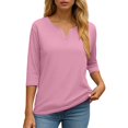 thumbnail image 5 of felwors 3/4 Length Sleeve Womens Tops Dressy Casual V-Neck Puff Sleeve Blouses Business Work Tunic Shirt S-XXL (Pink, S), 5 of 7