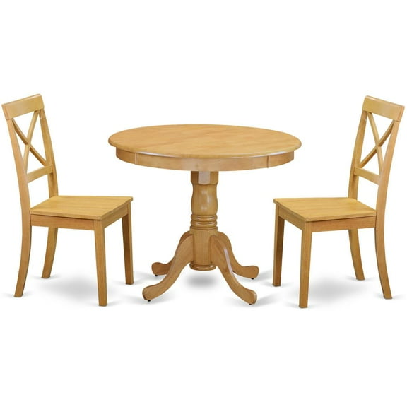 East West Furniture Dining Room Set Oak, ANBO3-OAK-W