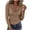 Khaki, variant on CHGBMOK Womens Crop Tops Waist Side Ruching Long Sleeve Cowl Neck Tee Solid Color Slim Fit Casual Blouse
