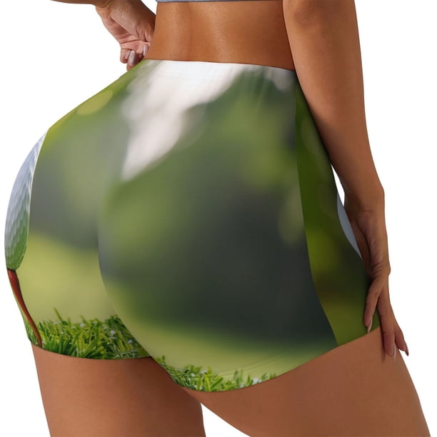 Fotbe golf ball perched on a tee Shorts Sin Costuras – Shorts Deportivos de Cintura Alta para Mujer, Elásticos para Gimnasio, Yoga, Running o Ciclismo-Medium