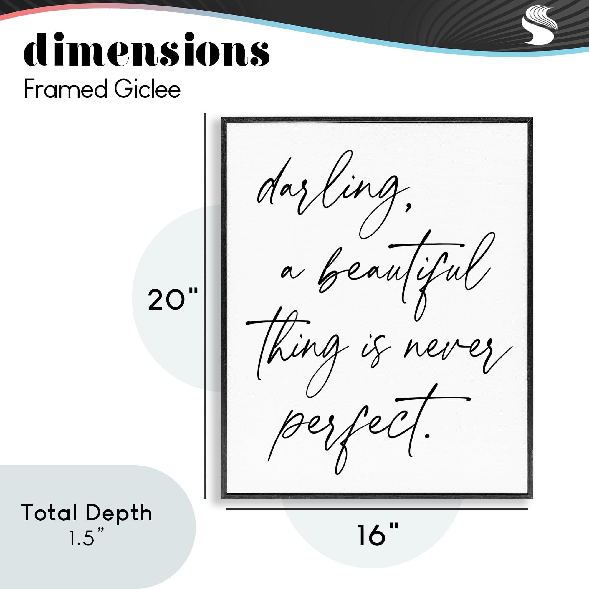 A Beautiful Thing Is Never Perfect Black Framed Giclee Art, design by Lettered and Lined