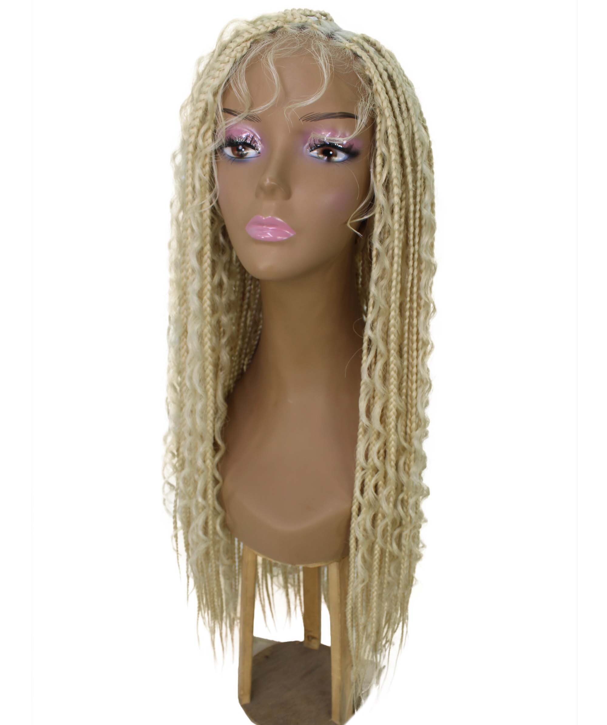LUXLUXE Hailey Curly Braided 30 in Long Braided Wig, Beauty Heat Resistant Fiber, Light Blonde Color