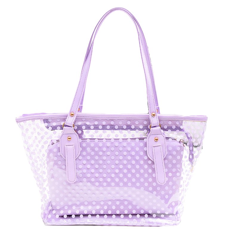 Yesbay 2Pcs/Set Women Transparent Polka Dot Print Jelly Bag