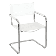 thumbnail image 5 of Breuer Chair Company Mart Stam Cantilever Armchair Arm Chair w/ Chrome Steel Frame & White Bonded Leather by Furnish Theory, 5 of 7
