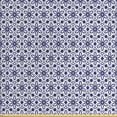 thumbnail image 1 of Floral Fabric by the Yard, Abstract Repetitive Flowers Simplicity Modern Mosaic Design Print, Decorative Upholstery Fabric for Sofas and Home Accents, Night Blue Royal Blue by Ambesonne, 1 of 4