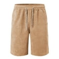 thumbnail image 4 of DPTALR George Corduroy Shorts Men with Pockets Drawstring Elastic Waist for Spring Summer Beach Casual Shorts #Khaki Big and Tall Men XXL, 4 of 5