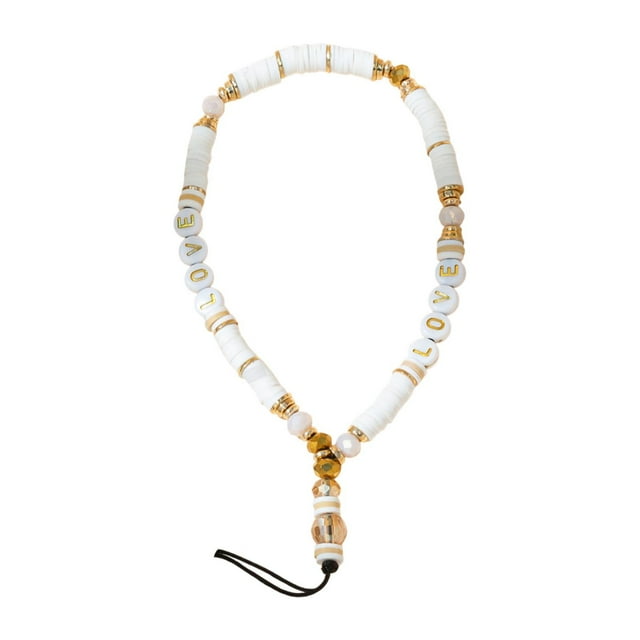 Pulsera ligera y encantadora con cuentas para teléfono Blanco
