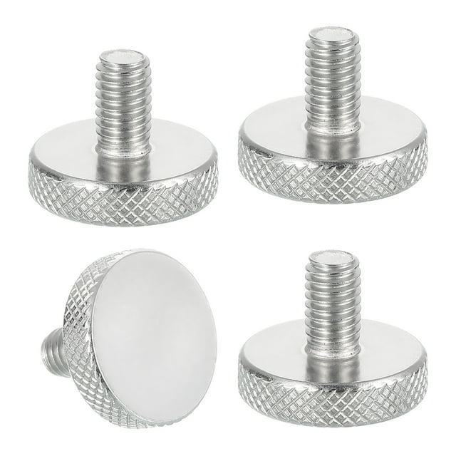 Uxcell Tornillos de Pulgar Estriados M6x10mm, Acero Inoxidable 304, 4 Pcs