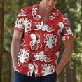 thumbnail image 6 of Retro Tropical Octopus Hawaiian Shirts for Men Vintage Aloha Mens Hawaiian Shirts Short Sleeve Button Down Shirt 3, 6 of 7