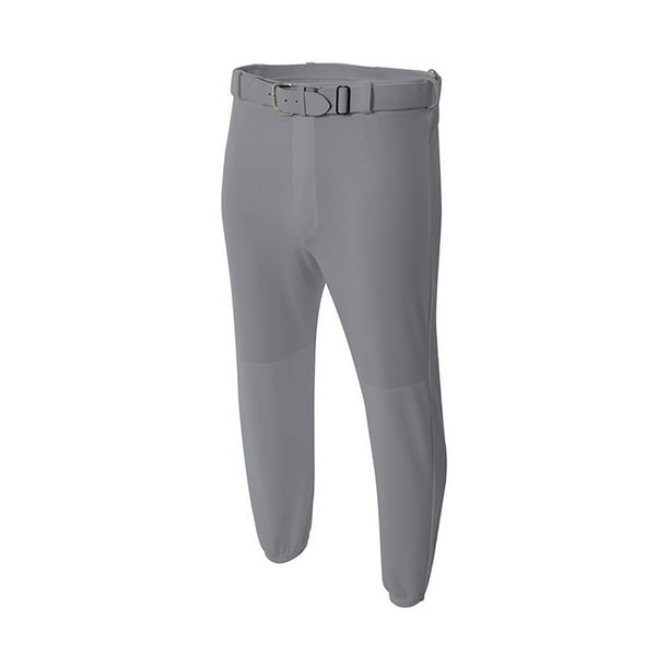 Youth Baseball Pants Elastic Bottom Basic Line (Grey, XSmall) Grey,X