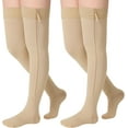 thumbnail image 1 of 2 Pairs Zipper Compression Socks Thigh High 20-30 mmHg Compression Socks Closed Toe Thigh High Compression Stockings, 1 of 5