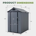 thumbnail image 2 of BaPiPro 6'x4' Resin Storage Shed, Heavy Duty Plastic Outdoor Shed with Floor, Metal Frame, Lockable Door, Weatherproof for Backyard, Garden, Patio, Gray, 2 of 8