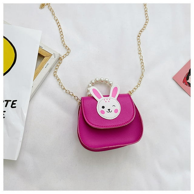 Little Girls' Cute Rabbit Crossbody Purse Small Bow Shoulder Bag Handbag for Kids - Rose Red,Rabbit Head