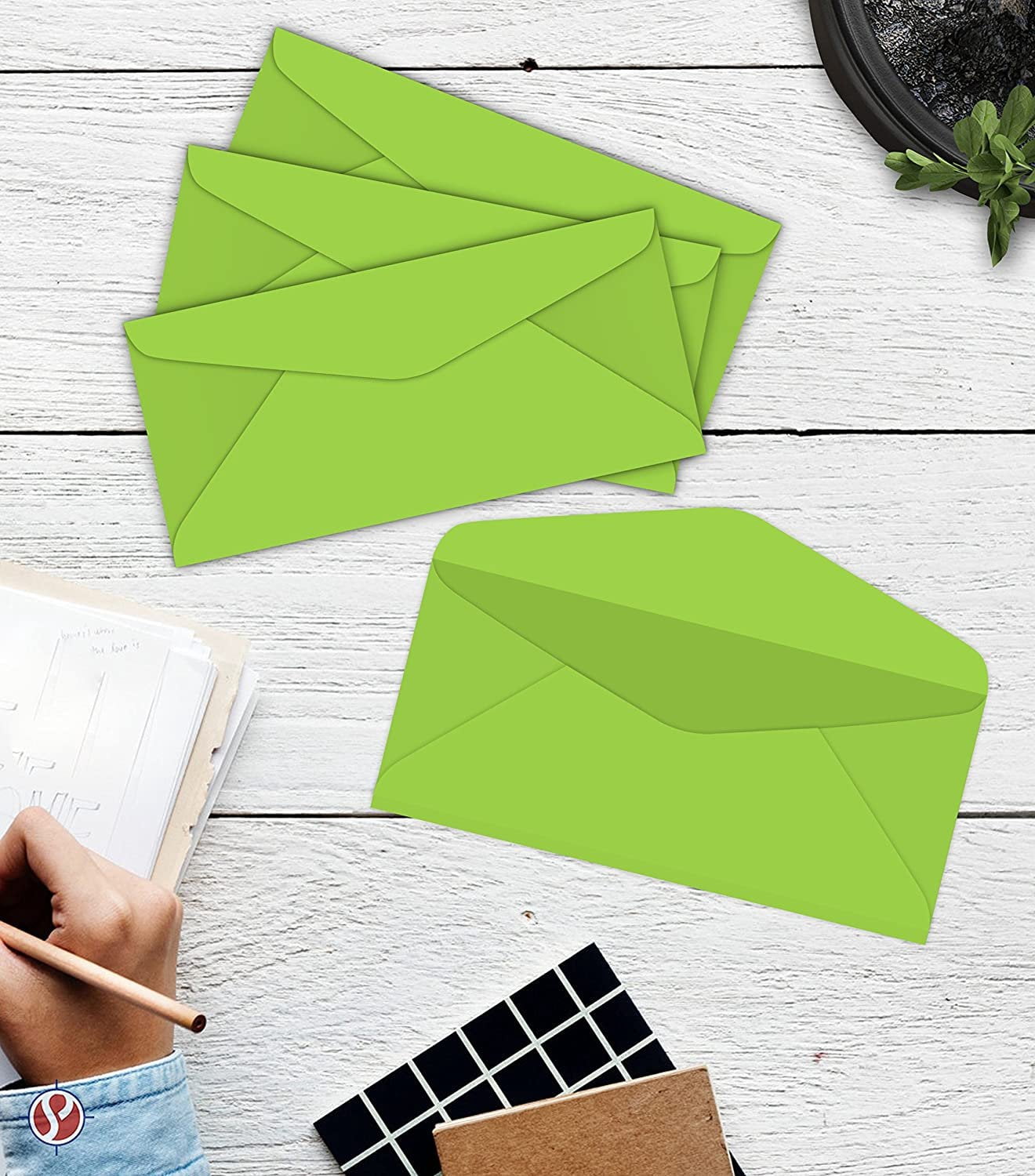 Lime Green Bright Color #10 Envelopes - Great for Mailing Letters, Business Memos, Invitations, Invoices, Bills | 4 1/8" x 9 1/2" | 50 Envelopes