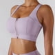 thumbnail image 4 of Sujetador deportivo ejercicio jogging correr a prueba de golpes push up cremallera frontal apertura mujeres entrenamiento sujetador púrpura M, 4 of 8
