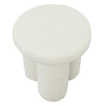 Eito 16" Japandi Style Luxury Modern Boucle Fabric Stool in Ivory