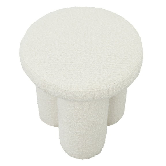 Eito 16" Japandi Style Luxury Modern Boucle Fabric Stool in Ivory