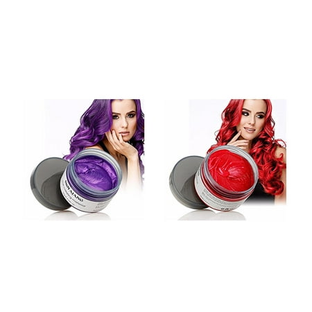 Mofajang Hair Wax 2 Colors Kit Temporary Hair Coloring Styling Cream Mud Dye - Red,