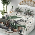 thumbnail image 3 of Ambesonne Cat Fitted & Top Sheet Set with Shams, Kitty in a Noble Pose Bohemian, Grey Green Pale Rust, 3 of 5