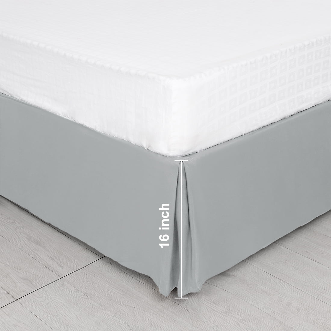 Unique Bargains 16" Drop Pleated Brushed Bed Skirt Queen Light Gray
