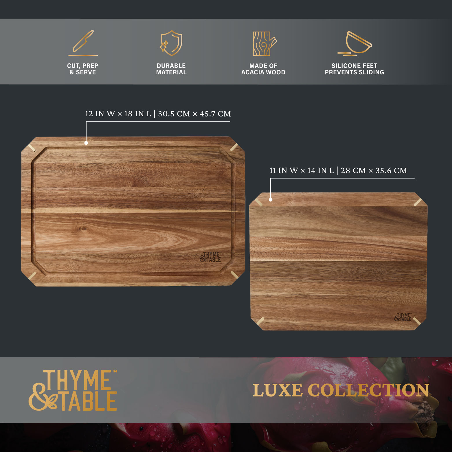 Thyme & Table 2-Piece Acacia Cutting Board Set photo 4