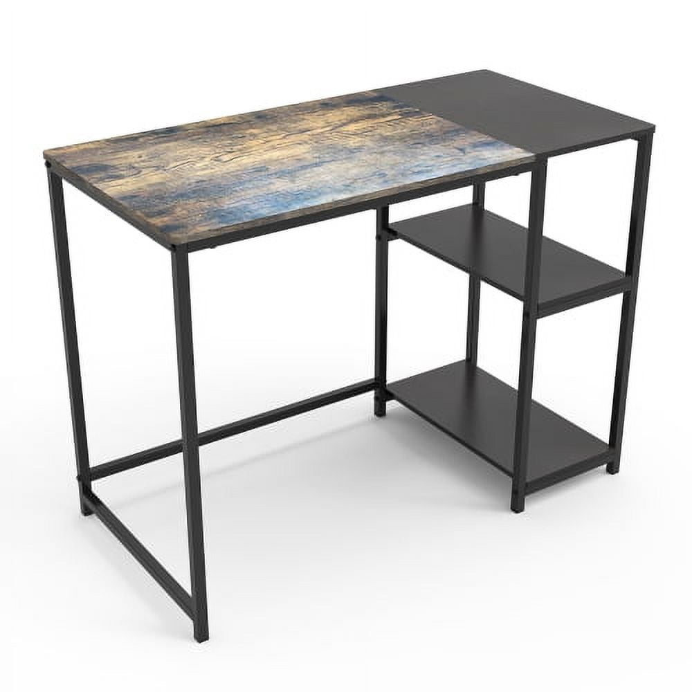 40 Inch Computer Desk - Sturdy Home Office Desk with Multi-Layer Storage Module, Space-Saving Study Writing Gaming Table for Small Spaces, Rustic Brown