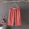 thumbnail image 4 of GXIPO Capri Pants for Women Plus Size Wide Leg Capri Pants Casual Dressy Beach Capris with Pockest Watermelon Red XL, 4 of 4