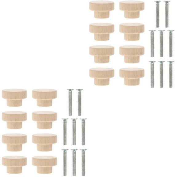 Masteelf 16 pcs Wooden Cabinet Knobs Simple Round Dresser Handles Creative Drawer Pulls