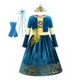 thumbnail image 1 of Valiente Mérida niñas vestido Halloween princesa disfraz niños fiesta verde Vintage vestidos invierno otoño manga larga terciopelo ropa 4T (etiqueta 120) Gao Jinjia LED, 1 of 2