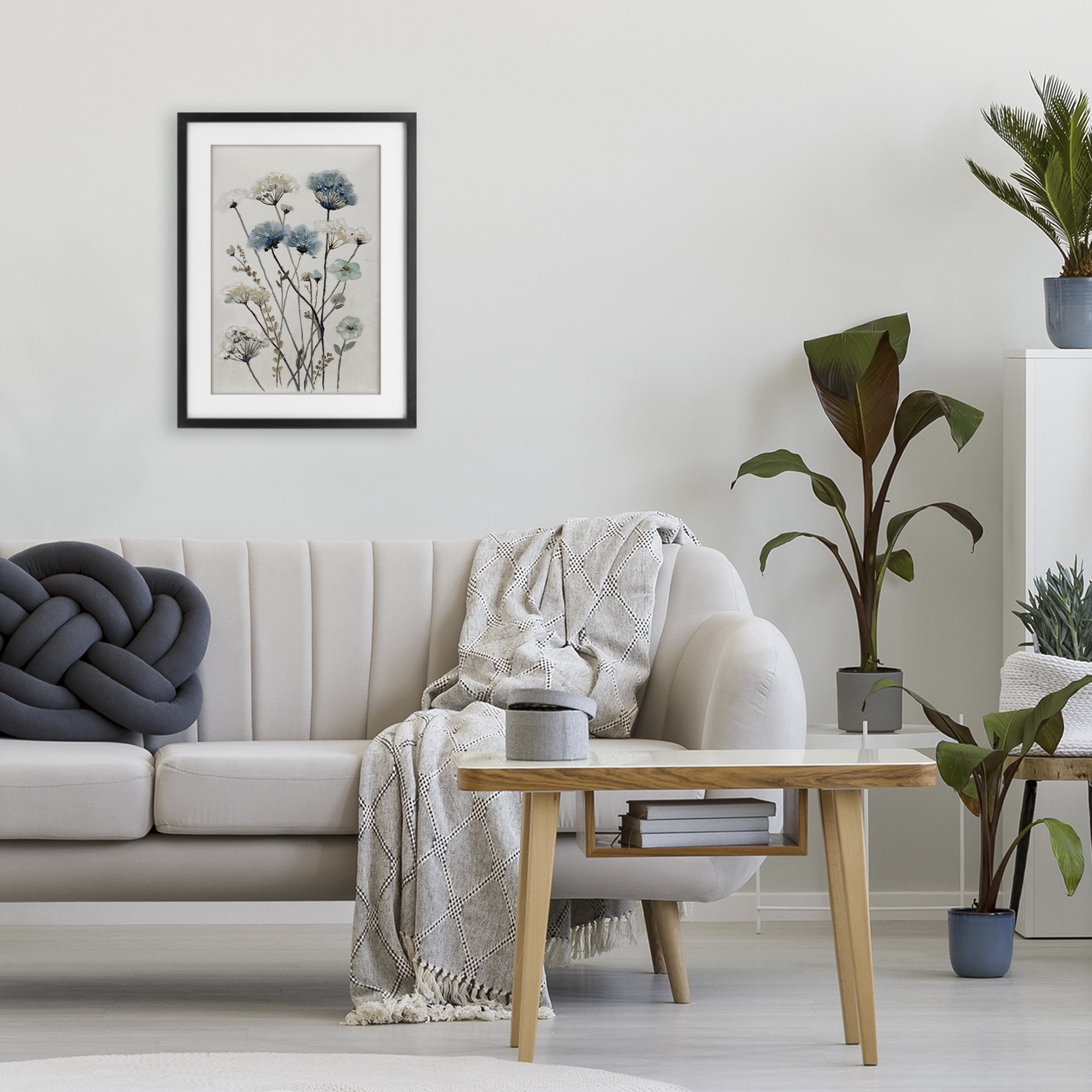 Stupell Industries Blue & Beige Garden Black Framed Print Under Glass, design by Patricia Pinto