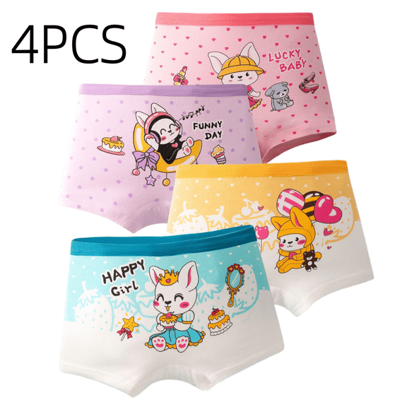 LYMAYTER 4PCS Girls Toddler Kids Soft Boxer Briefs Cotton Underwear Comfort Breathable Daily Panties