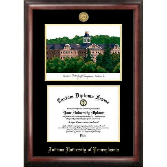 Indiana University, PA 8.5" x 11" Gold Embossed Diploma Frame with Campus Images Lithograph