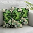 thumbnail image 3 of Awypu  St Patricks Day Pillow Covers 18x18 Watercolor Green Lucky Clover Shamrock Grey Buffalo Plaid Decorative Throw Pillow Cases Farmhouse Decoration for Sofa Couch Bed, 3 of 5