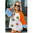 thumbnail image 3 of Women's Light Grey Thanksgiving Turkey Sequin Graphic Top – Casual Color Block Long Sleeve for Fall Celebrations - [ZhiHiMeRi] | XL, 3 of 7