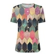 thumbnail image 4 of USSUMA Womens Summer Tops Button Graphic Cute T-Shirts for Women Trendy Diamond Print Womens Blouses and Tops Dressy 3/4 Sleeve V Neck Tunic Plus Size Shirts for Women, 4 of 4