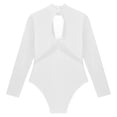 thumbnail image 6 of inlzdz Kids Girls Rhinestones Figure Ice Skating Suit Ballet Dance Leotard Mock Neck Bodysuit Long White 12, 6 of 7