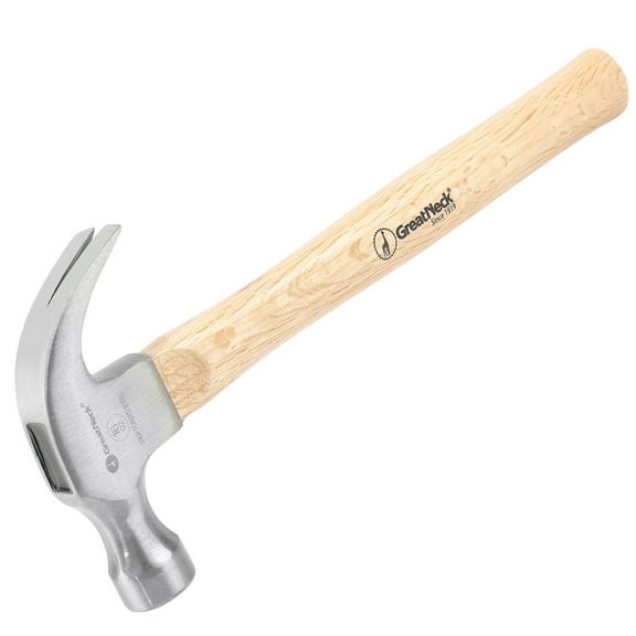 GreatNeck Curved Claw Steel Hammer with Hickory Handle, 16 oz