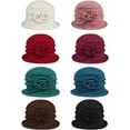 thumbnail image 5 of Women Beret Hat French Vintage Floral Dress Cloche Classic Winter Hat 1920s, 5 of 7